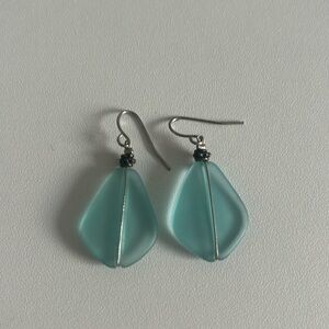 Turquoise Sea Glass Dangly Earrings